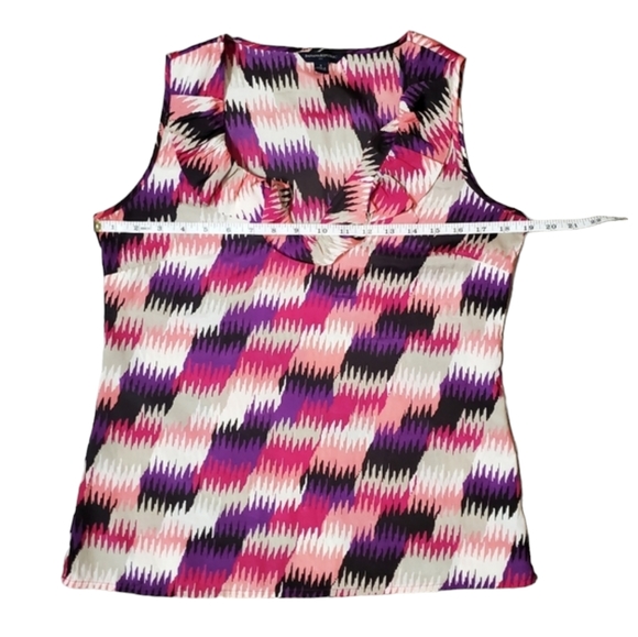 Banana Republic Blouse Womens Small Multicolor Ruffle V Neck Sleeveless Top - Picture 6 of 8